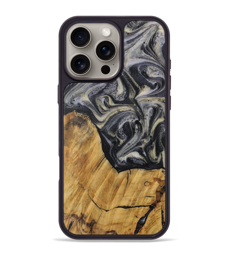 iPhone 16 Pro Max Wood Phone Case - Rebecca (Black & White, 728657)