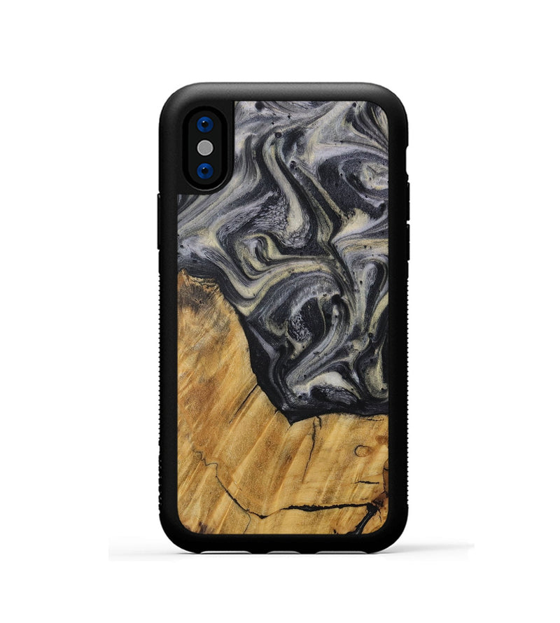 iPhone Xs Wood Phone Case - Rebecca (Black & White, 728657)