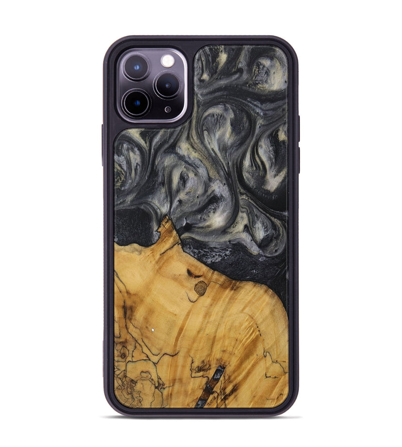 iPhone 11 Pro Max Wood Phone Case - Lilyan (Black & White, 728660)