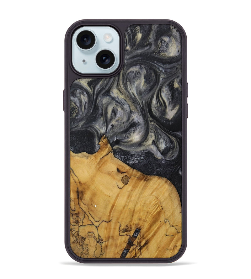 iPhone 15 Plus Wood Phone Case - Lilyan (Black & White, 728660)