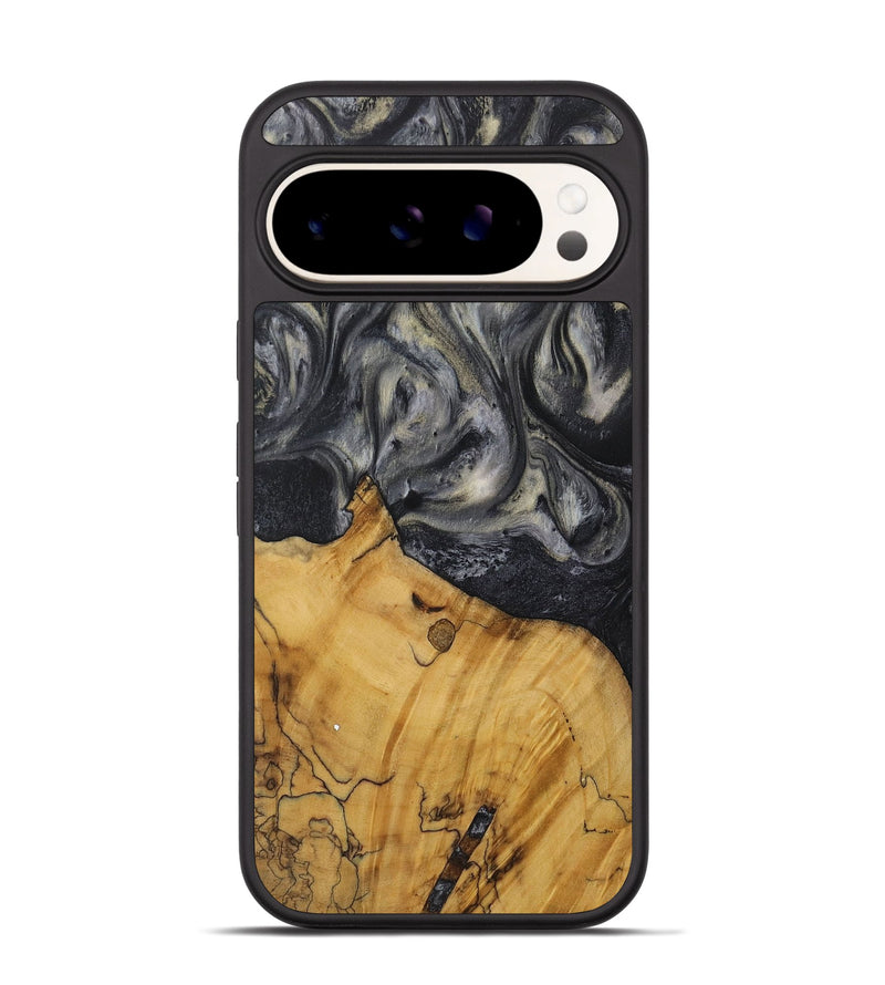 Pixel 9 Pro Wood Phone Case - Lilyan (Black & White, 728660)