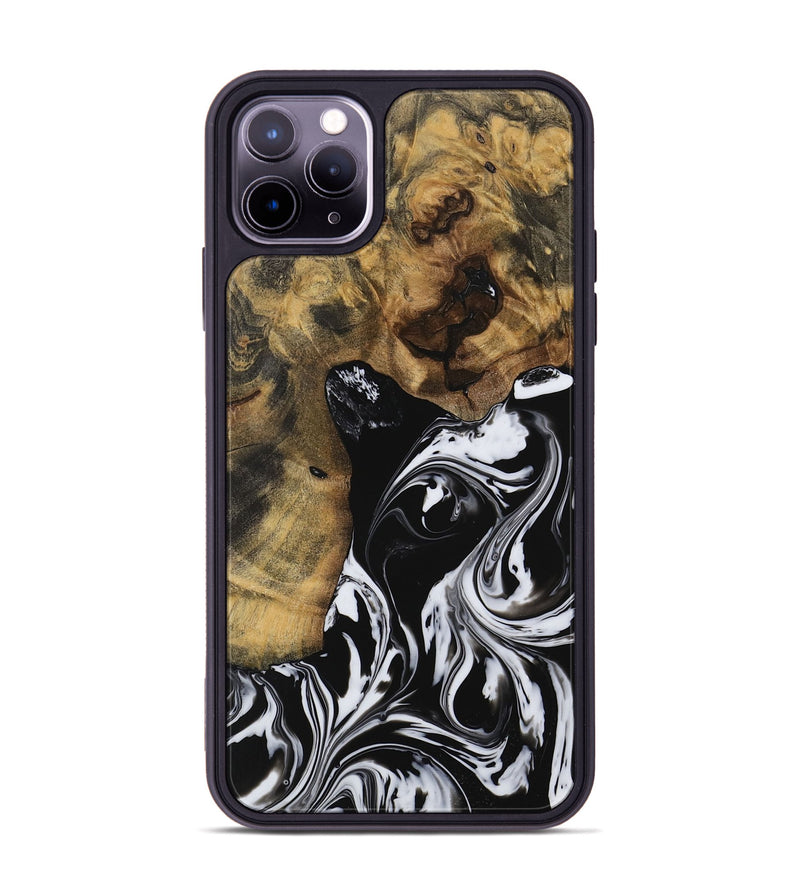 iPhone 11 Pro Max Wood Phone Case - Timi (Black & White, 728662)