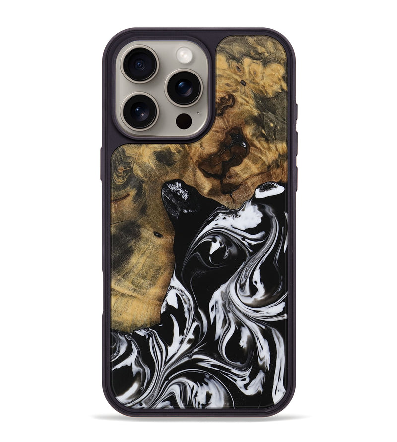 iPhone 16 Pro Max Wood Phone Case - Timi (Black & White, 728662)