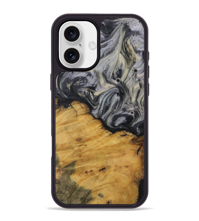 iPhone 16 Plus Wood Phone Case - Concha (Black & White, 728663)