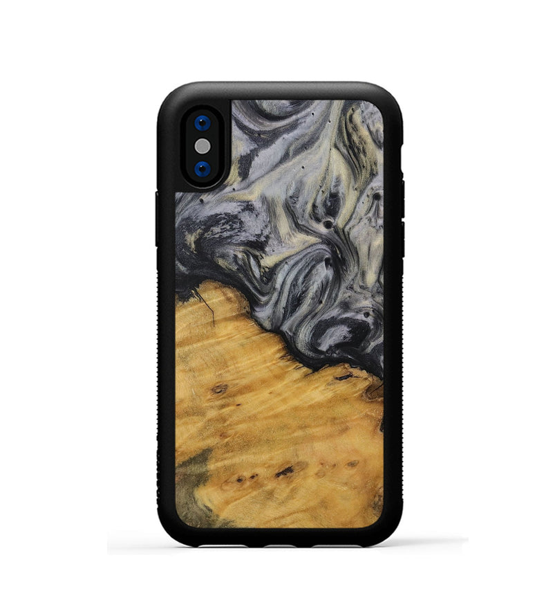 iPhone Xs Wood Phone Case - Concha (Black & White, 728663)