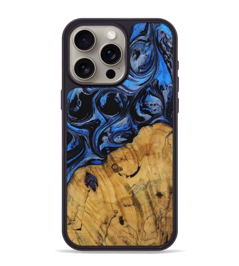 iPhone 15 Pro Max Wood Phone Case - Saumitra (Blue, 728665)