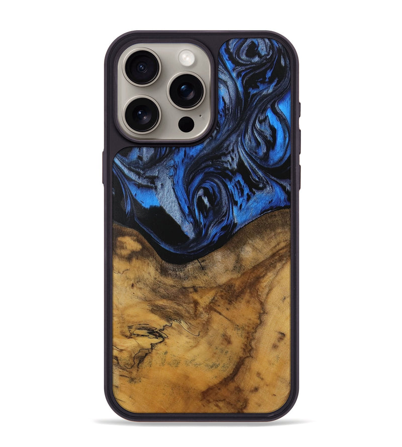 iPhone 15 Pro Max Wood Phone Case - Hanneke (Blue, 728667)