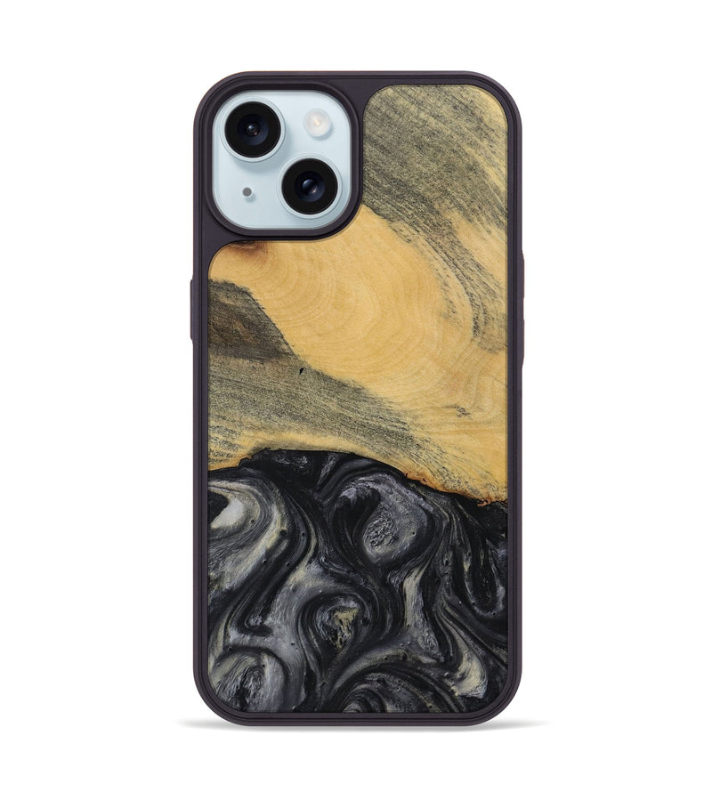 iPhone 15 Wood Phone Case - Milo (Black & White, 728670)