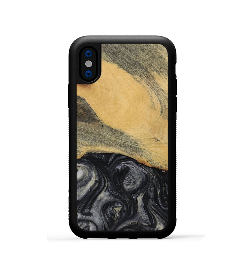 iPhone Xs Wood Phone Case - Milo (Black & White, 728670)