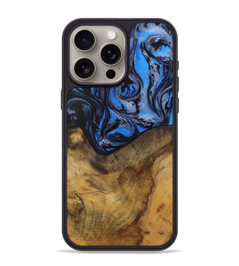 iPhone 15 Pro Max Wood Phone Case - Garnet (Blue, 728675)