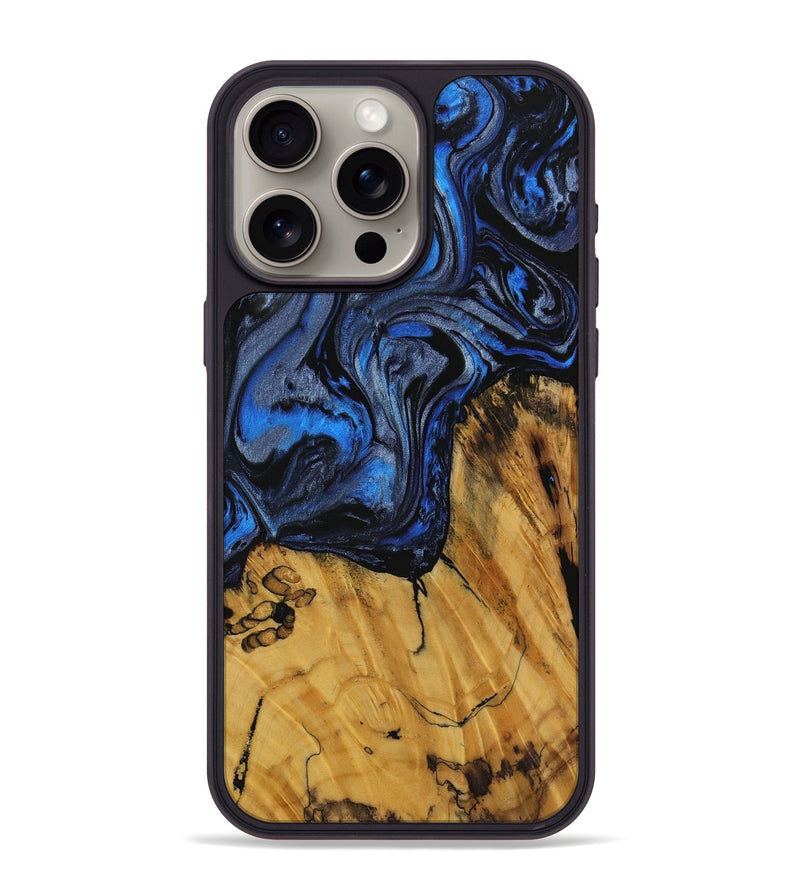 iPhone 15 Pro Max Wood Phone Case - Minny (Blue, 728681)