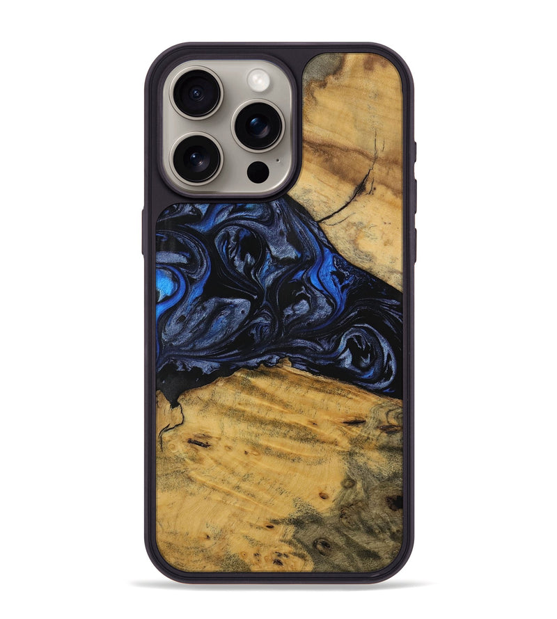 iPhone 15 Pro Max Wood Phone Case - Missagh (Blue, 728682)