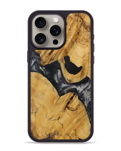 iPhone 15 Pro Max Wood Phone Case - Haskell (Black & White, 728687)