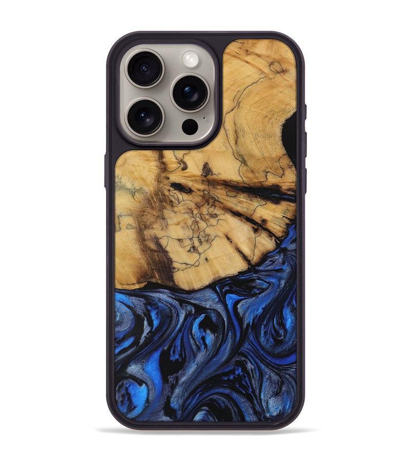 iPhone 15 Pro Max Wood Phone Case - Zainab (Blue, 728690)