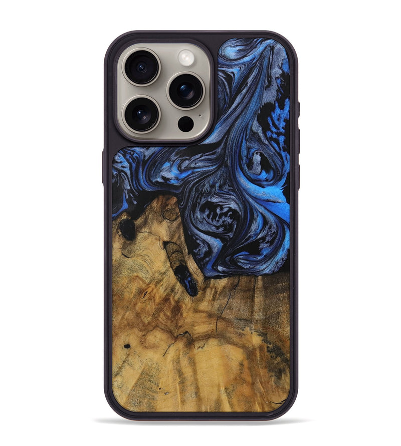 iPhone 15 Pro Max Wood Phone Case - Webb (Blue, 728692)