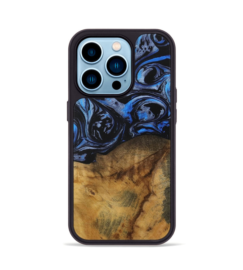 iPhone 14 Pro Wood Phone Case - Fati (Blue, 728694)