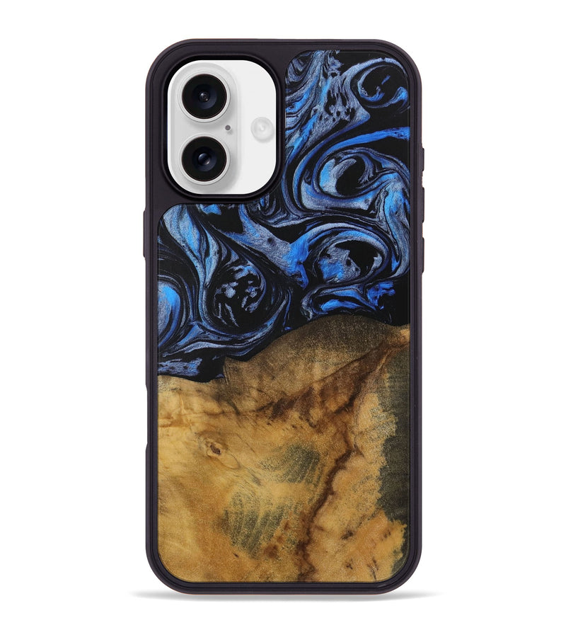 iPhone 16 Plus Wood Phone Case - Fati (Blue, 728694)