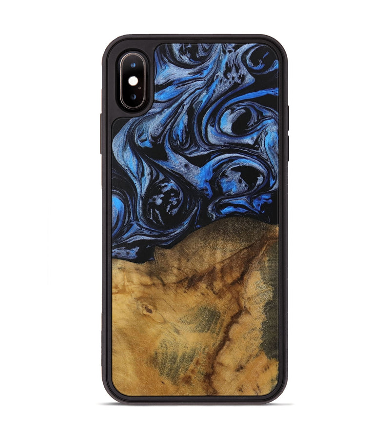 iPhone Xs Max Wood Phone Case - Fati (Blue, 728694)