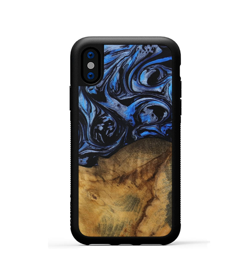 iPhone Xs Wood Phone Case - Fati (Blue, 728694)