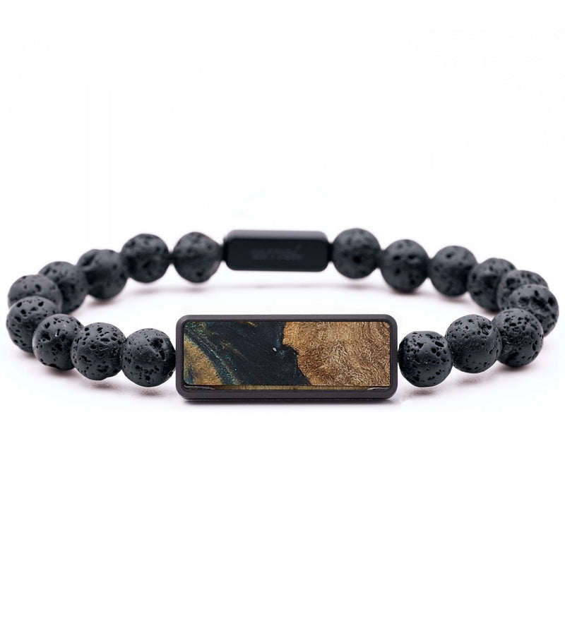 Lava Bead Wood Bracelet - Ginger (Teal & Gold, 728722)