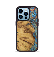 iPhone 14 Pro Wood Phone Case - Jacquez (Teal & Gold, 728785)