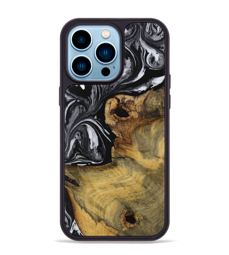 iPhone 14 Pro Max Wood Phone Case - Danni (Black & White, 728788)