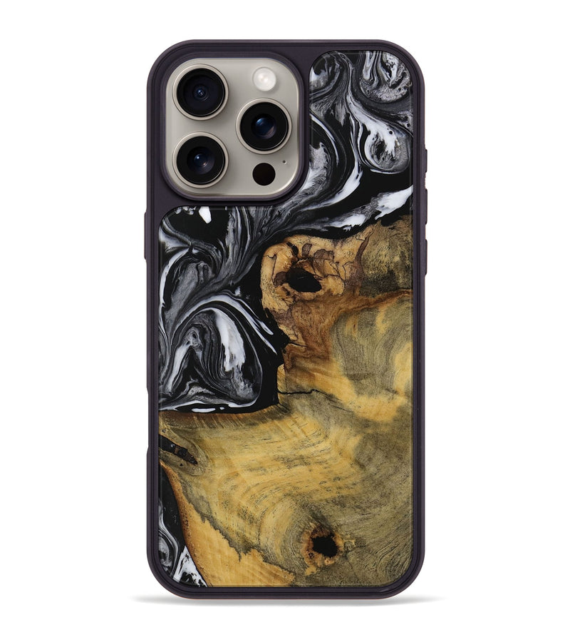 iPhone 16 Pro Max Wood Phone Case - Danni (Black & White, 728788)