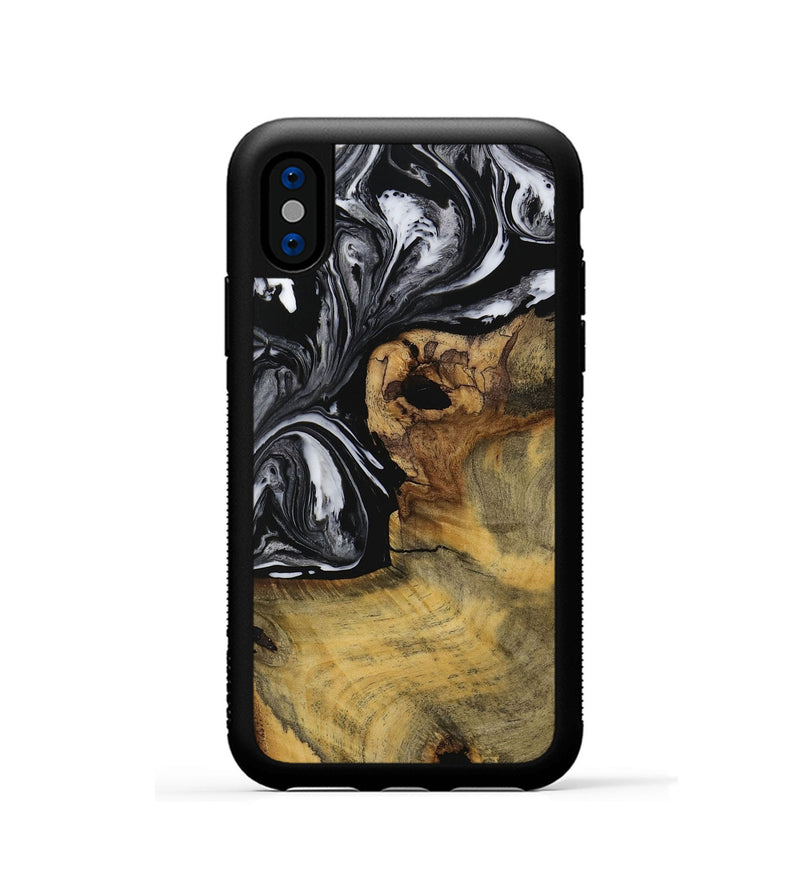 iPhone Xs Wood Phone Case - Danni (Black & White, 728788)