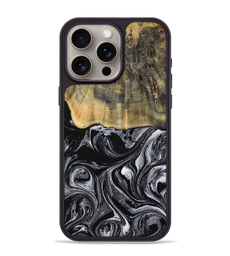 iPhone 15 Pro Max Wood Phone Case - Collier (Black & White, 728789)