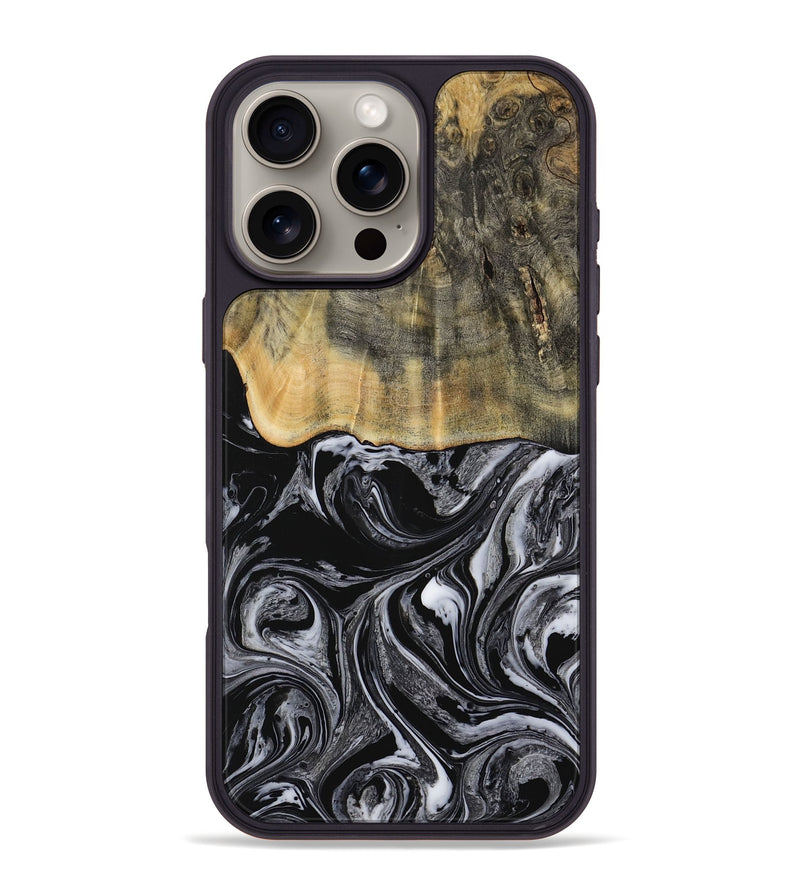 iPhone 16 Pro Max Wood Phone Case - Collier (Black & White, 728789)