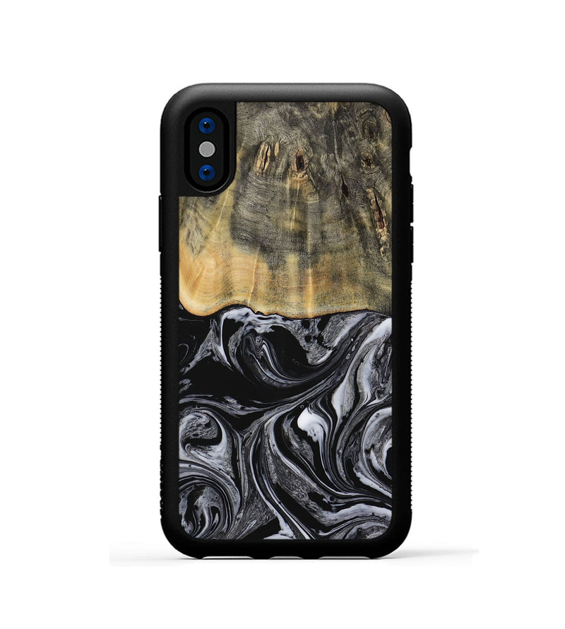 iPhone Xs Wood Phone Case - Collier (Black & White, 728789)