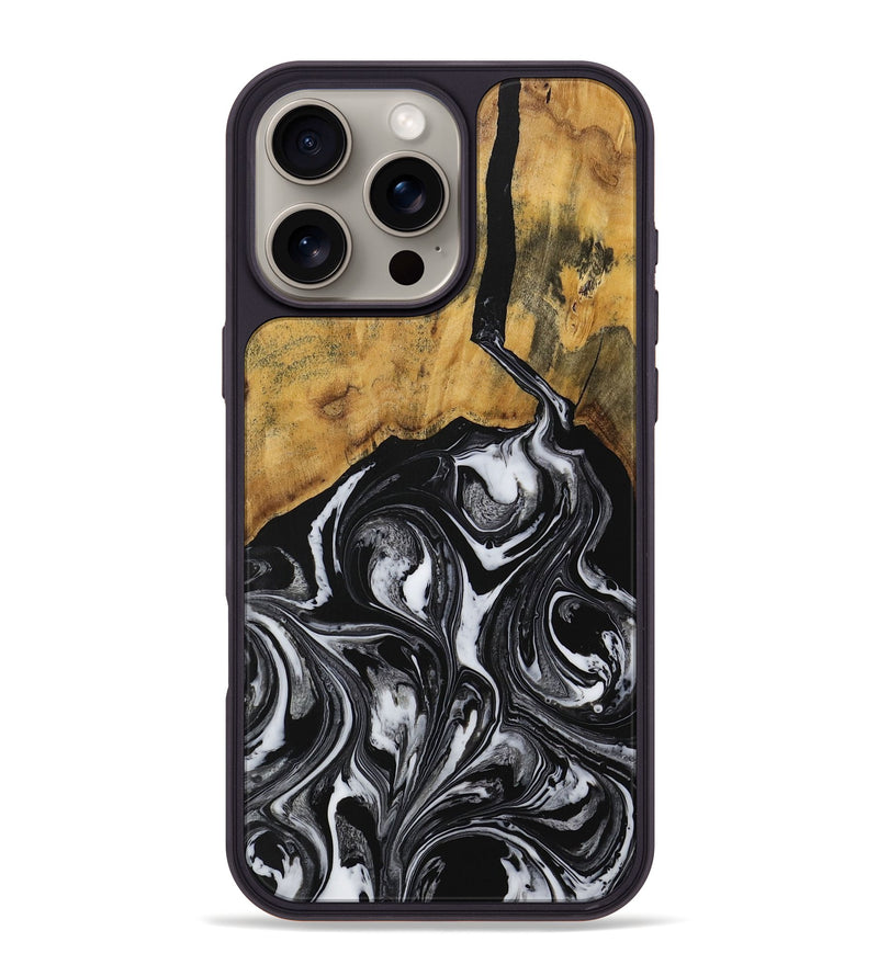 iPhone 16 Pro Max Wood Phone Case - Angelia (Black & White, 728795)