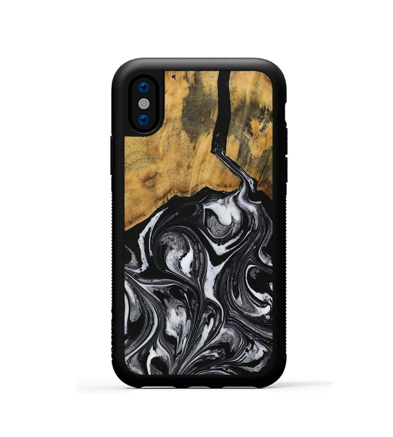 iPhone Xs Wood Phone Case - Angelia (Black & White, 728795)