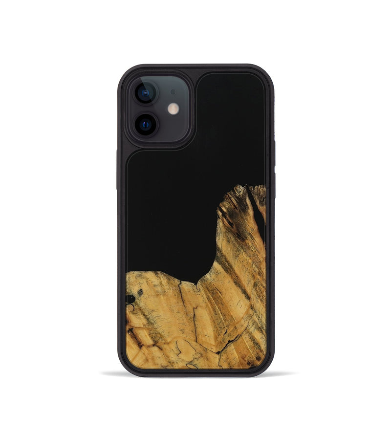 iPhone 12 mini Wood Phone Case - Paisley (Pure Black, 728800)