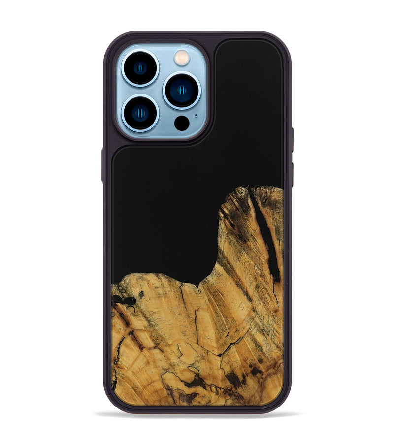 iPhone 14 Pro Max Wood Phone Case - Paisley (Pure Black, 728800)