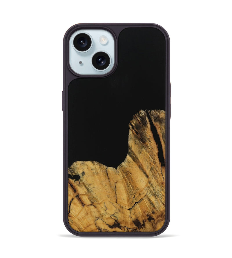 iPhone 15 Wood Phone Case - Paisley (Pure Black, 728800)