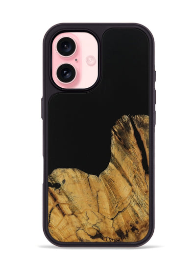 iPhone 16 Wood Phone Case - Paisley (Pure Black, 728800)