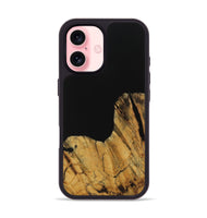 iPhone 16 Wood Phone Case - Paisley (Pure Black, 728800)