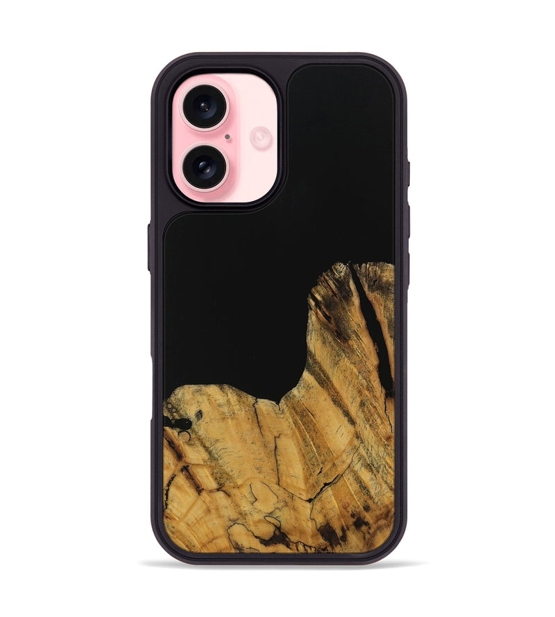 iPhone 16 Wood Phone Case - Paisley (Pure Black, 728800)