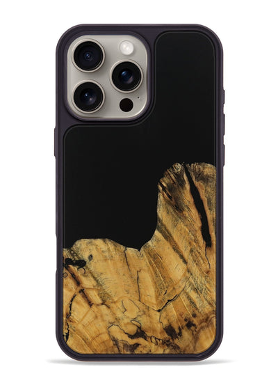 iPhone 16 Pro Max Wood Phone Case - Paisley (Pure Black, 728800)