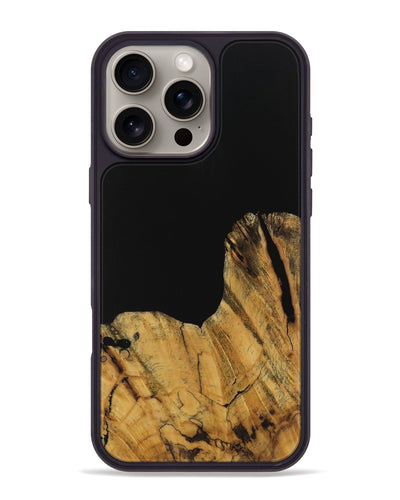 iPhone 16 Pro Max Wood Phone Case - Paisley (Pure Black, 728800)