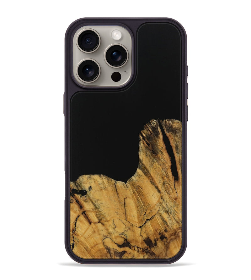 iPhone 16 Pro Max Wood Phone Case - Paisley (Pure Black, 728800)