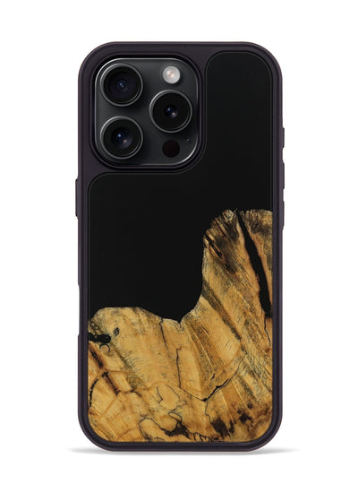 iPhone 16 Pro Wood Phone Case - Paisley (Pure Black, 728800)