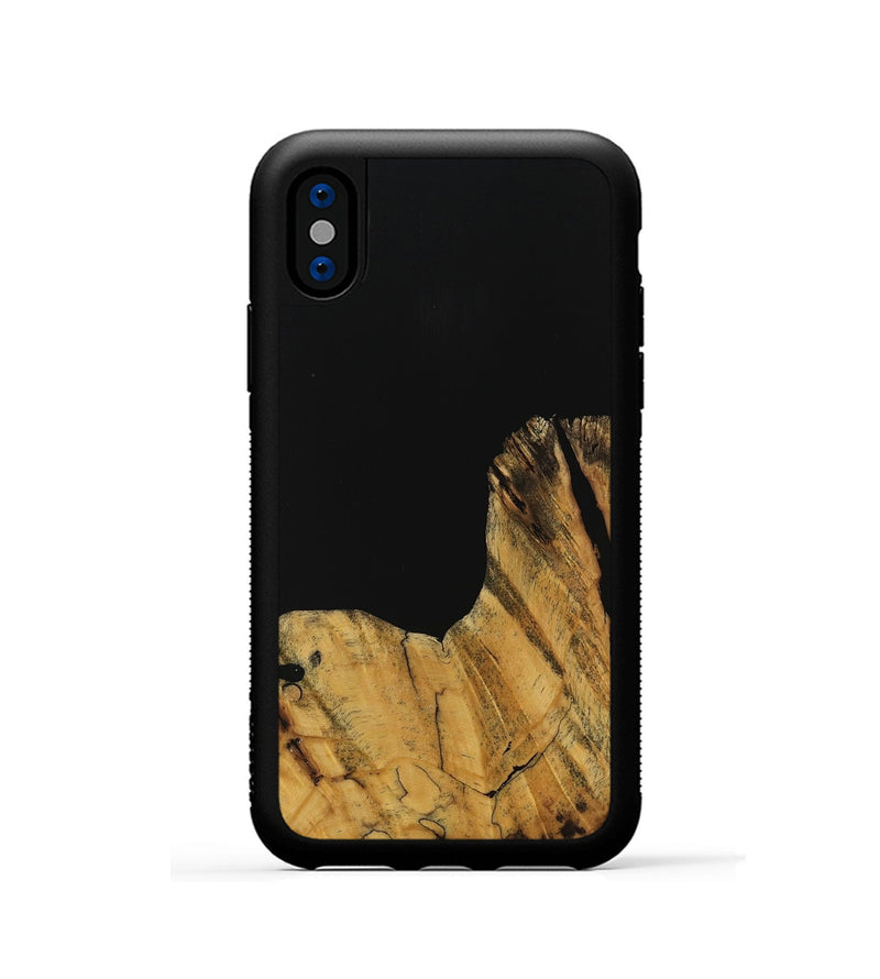 iPhone Xs Wood Phone Case - Paisley (Pure Black, 728800)