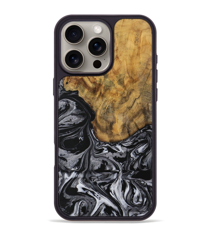 iPhone 16 Pro Max Wood Phone Case - Winford (Black & White, 728803)