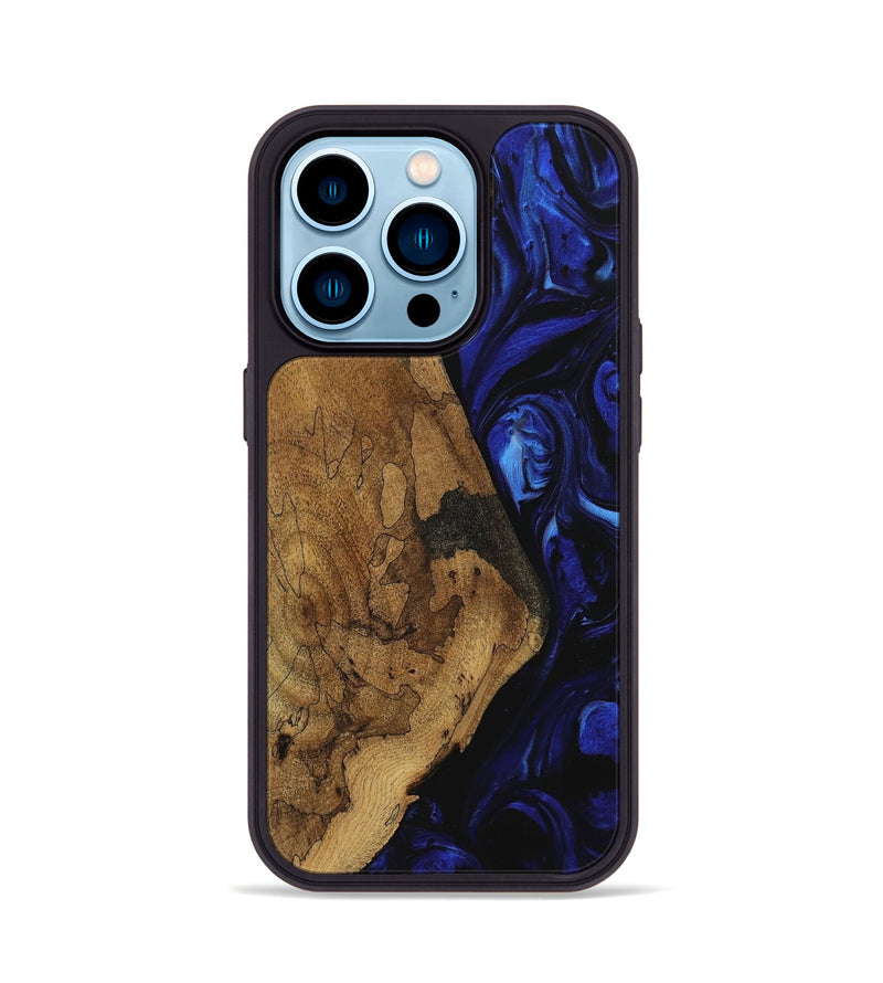 iPhone 14 Pro Wood Phone Case - Almerinda (Blue, 728825)