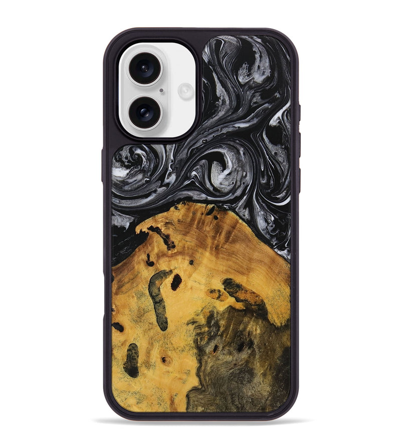 iPhone 16 Plus Wood Phone Case - Shaine (Black & White, 728826)