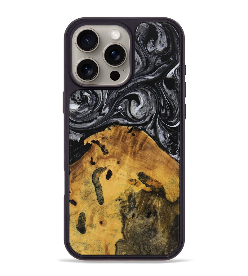 iPhone 16 Pro Max Wood Phone Case - Shaine (Black & White, 728826)