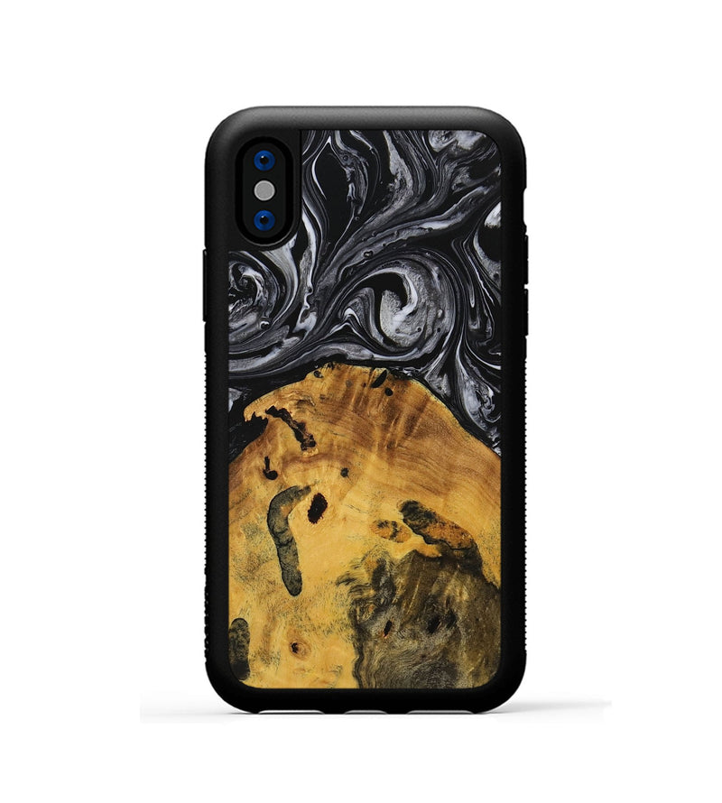 iPhone Xs Wood Phone Case - Shaine (Black & White, 728826)