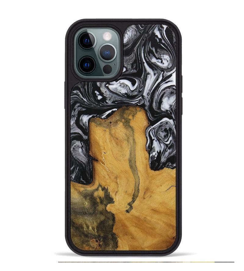 iPhone 12 Pro Max Wood Phone Case - Laurence (Black & White, 728829)